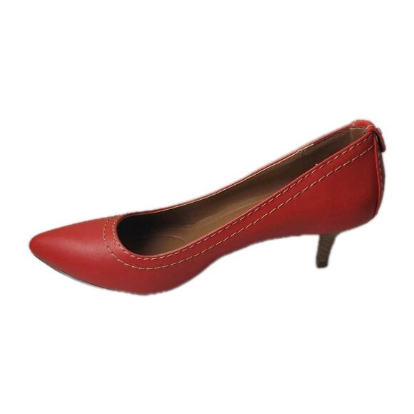 Calvin Klein Jeans Heels Size 9 Kaleigh Red Women's Leather Slip On Pumps - Picture 8 of 10